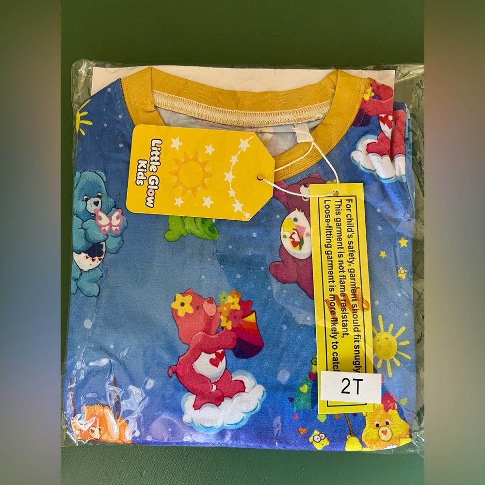 NWT Little Glow Kids bamboo Care Bears 2t